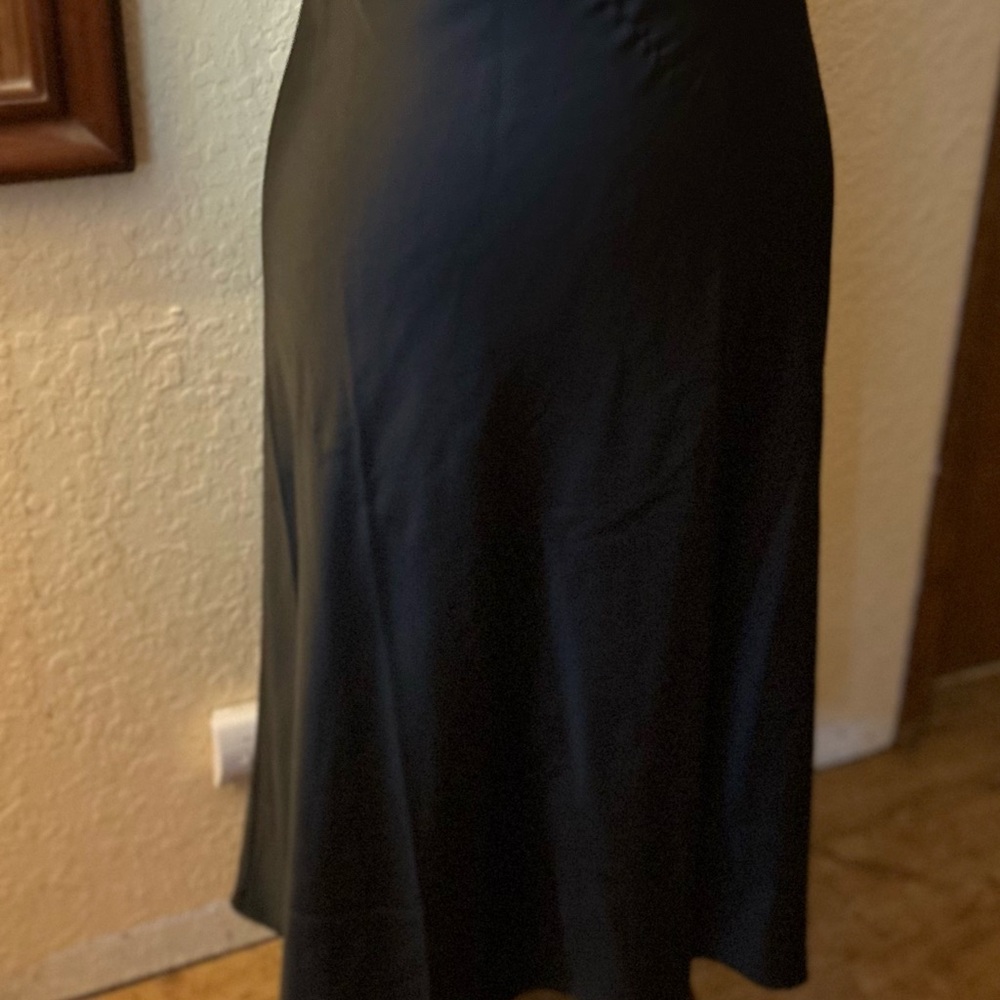 Universal Standard Black Satin Bias Cut Midi Skirt Plus Size